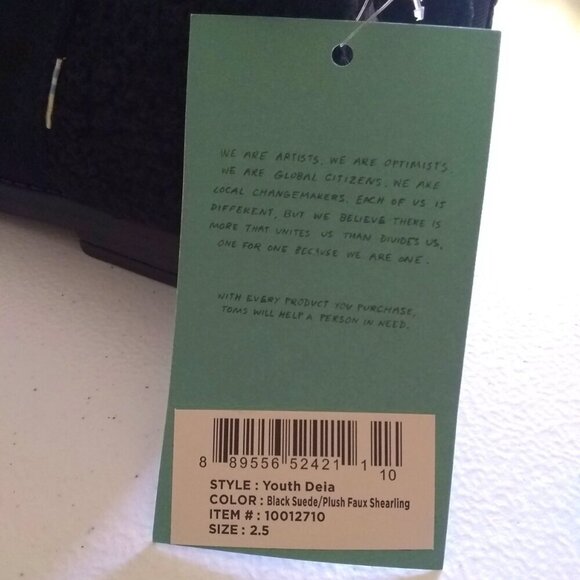 NIB ~ Toms "Deia" Black Suede + Faux Shearling Ankle Boots ~ Girls Youth Sizes - Picture 11 of 16